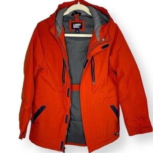 Lands' End Youth L burnt orange insulated squall rain snow jacket parka